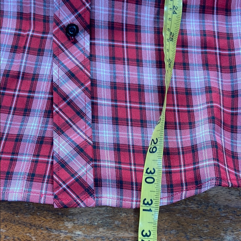 NEW NWT Coofandy Red White Plaid Western Button Down Shirt Men’s Large L - Picture 3 of 9
